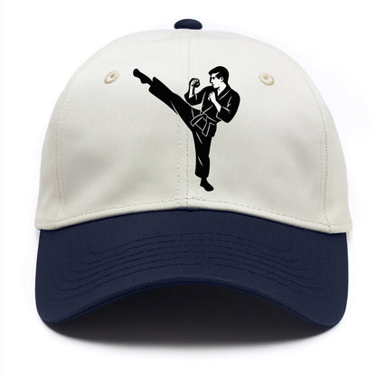 Martial artist performing a high kick - Two Tone Cap - Navy