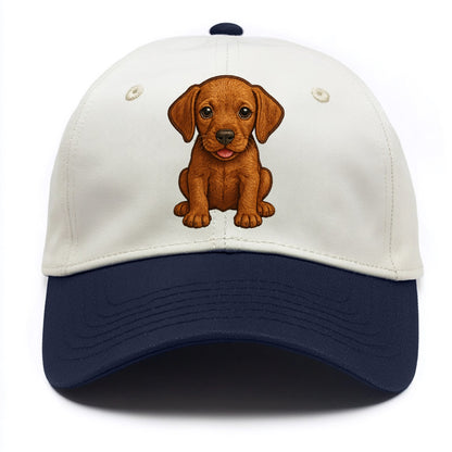 Baby Vizsla Puppy - golden rust coat, soulful eyes, athletic build, front-facing, - Two Tone Cap - Navy