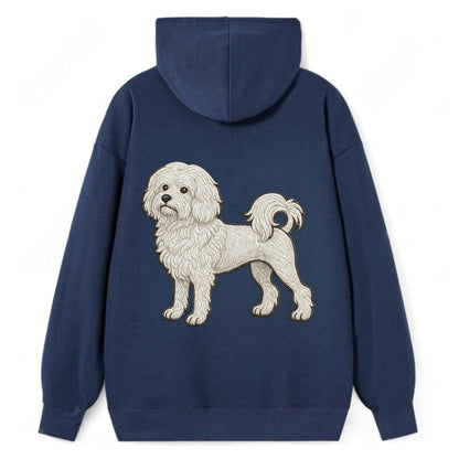 Löwchen - Little Lion Dog white embroidered pose - Classic Pullover Hoodie - Navy