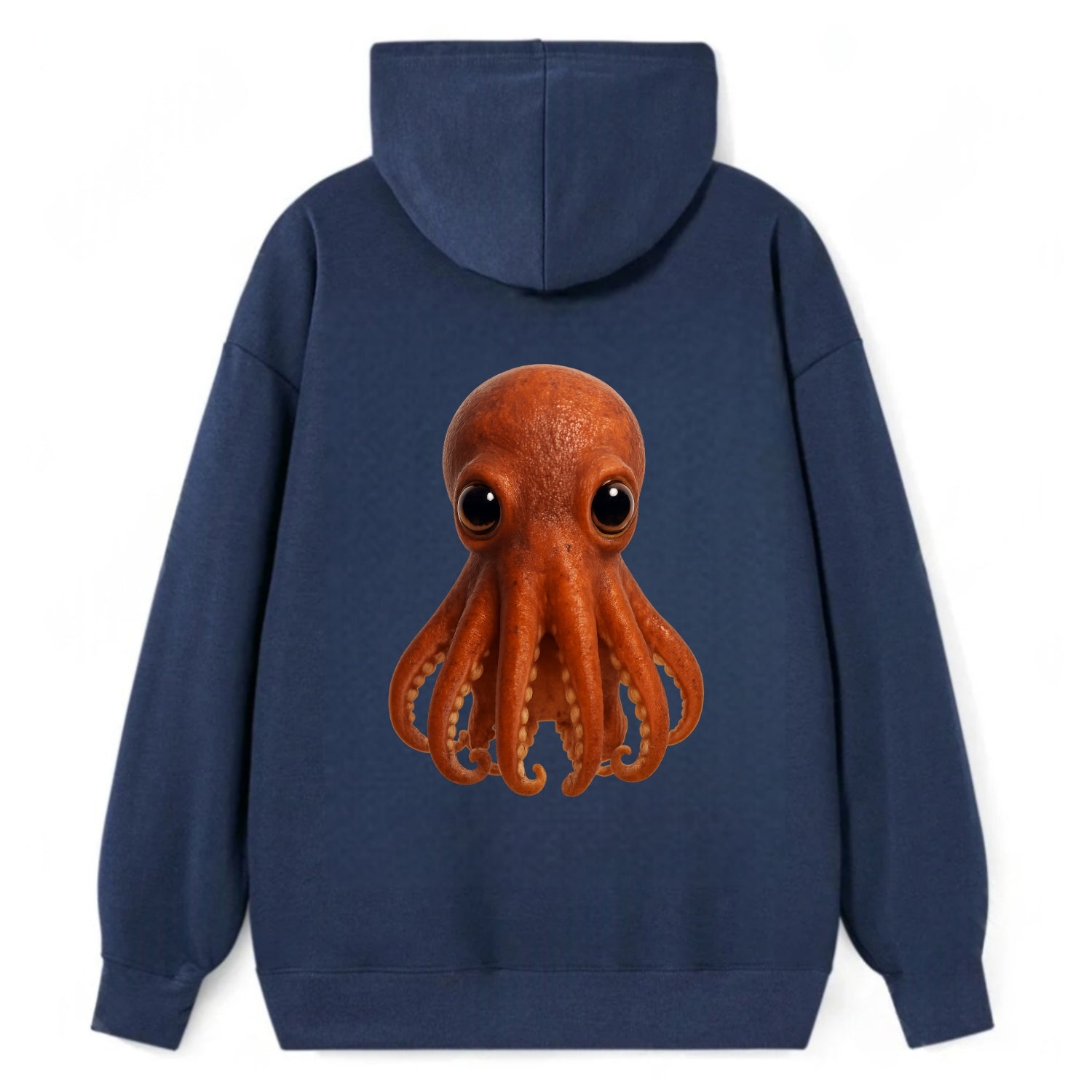 Baby Giant Pacific Octopus - reddish, smaller tentacles, expressive eyes, - Classic Pullover Hoodie - Navy