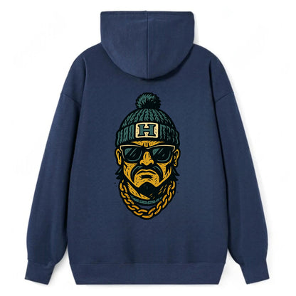 Honolulu Warrior wearing Hawaii beanie with H patch - Classic Pullover Hoodie - Navy