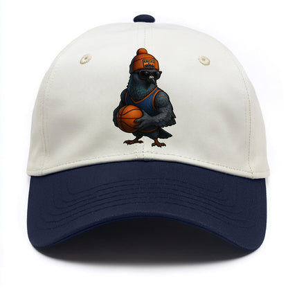 Manhattan Pigeon wearing Knicks beanie with skyline patch and wayfarer sunglasses - Two Tone Cap - Navy
