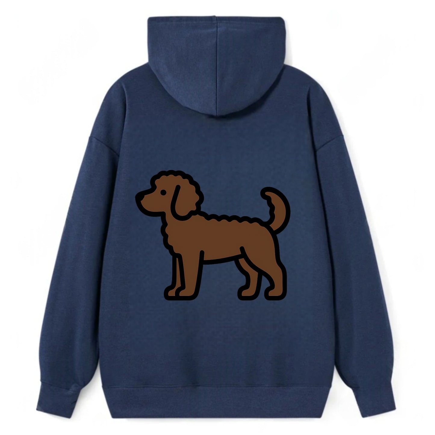 Labradoodle - Chocolate curly flat side profile - Classic Pullover Hoodie - Navy