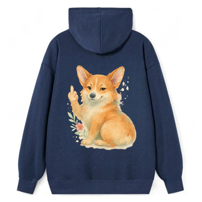 Corgi short legs and fluffy butt, one stubby paw up with sass - Classic Pullover Hoodie - Navy