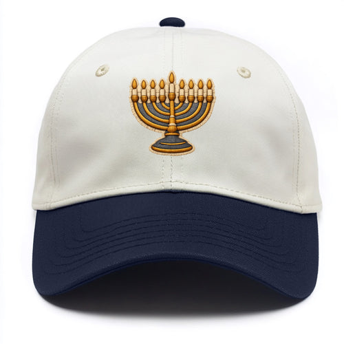 MENORAH LIGHTS - nine branch candelabra in gold and blue , Hanukkah - Two Tone Cap