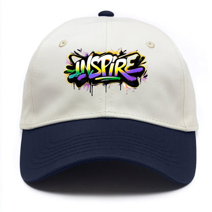 Bold typography design - "INSPIRE" - motivating others, being the spark - Two Tone Cap - Navy