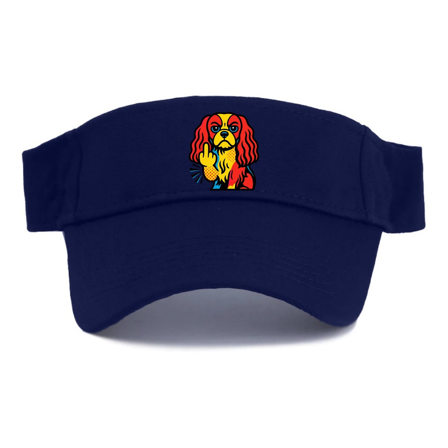 Cavalier King Charles Spaniel with long ears, regal paw giving finger - Visor - Navy