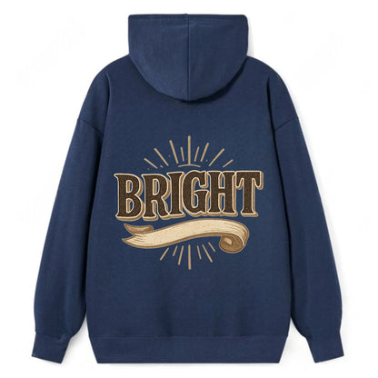Bold typography design - "BRIGHT" - intelligent, shining - Classic Pullover Hoodie - Navy