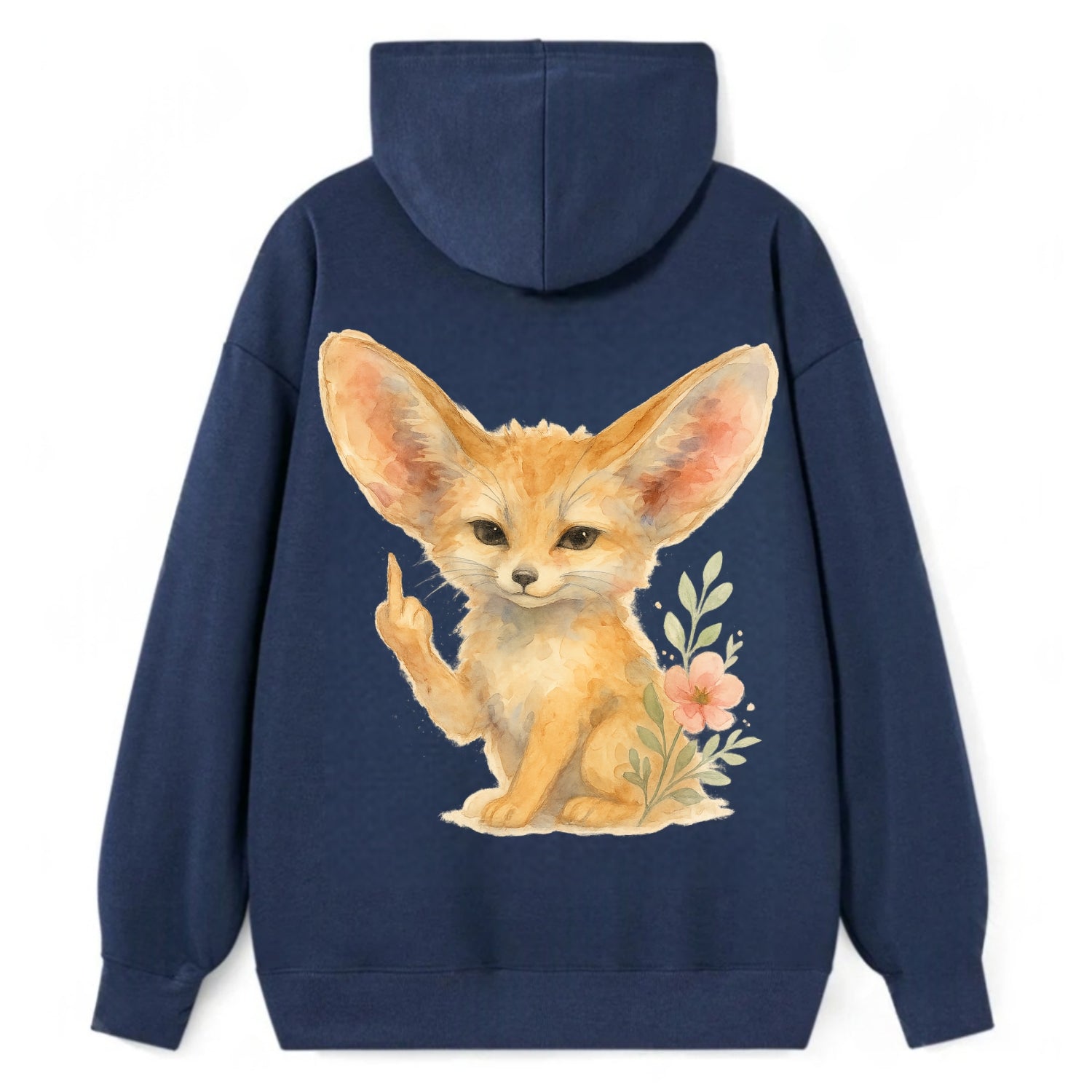 tiny fennec fox with oversized ears, one small paw raised in sass - Classic Pullover Hoodie - Navy