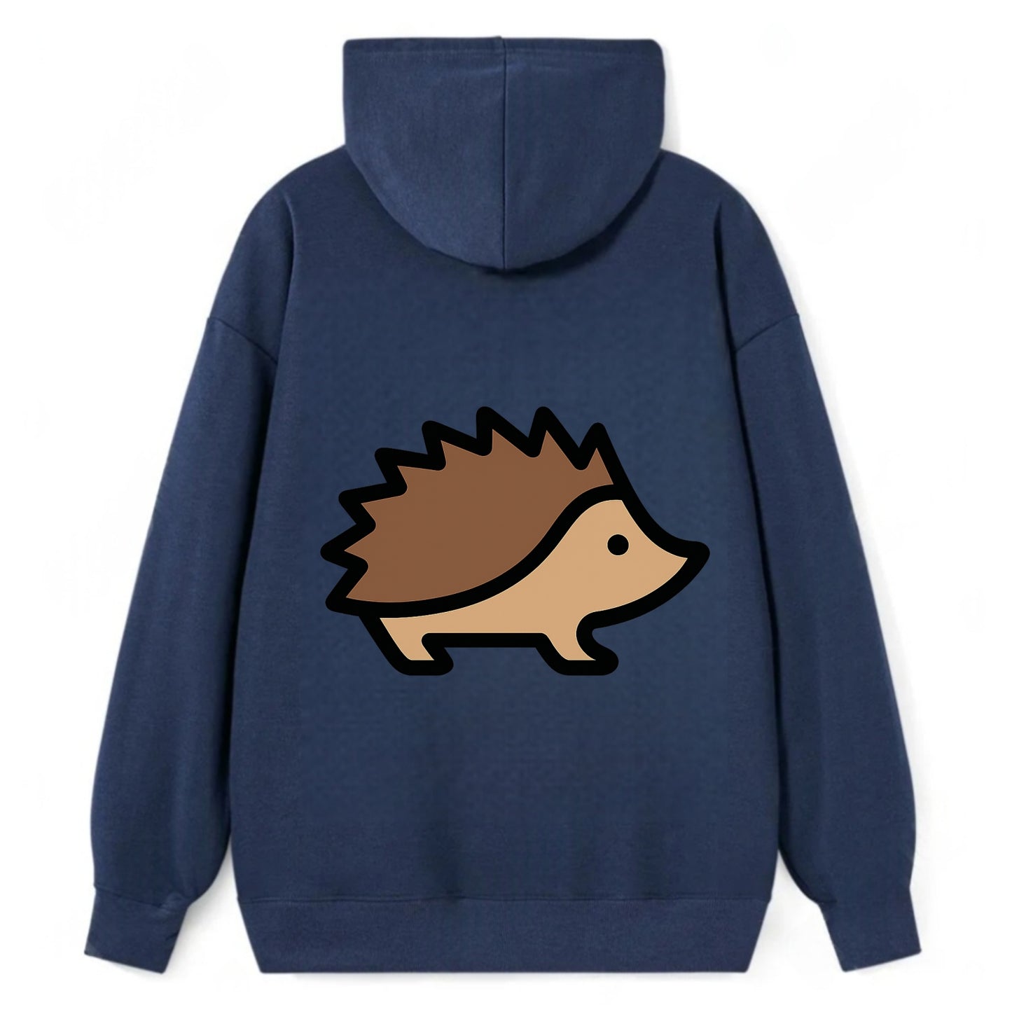 Hedgehog - Brown spiky back flat side profile - Classic Pullover Hoodie - Navy