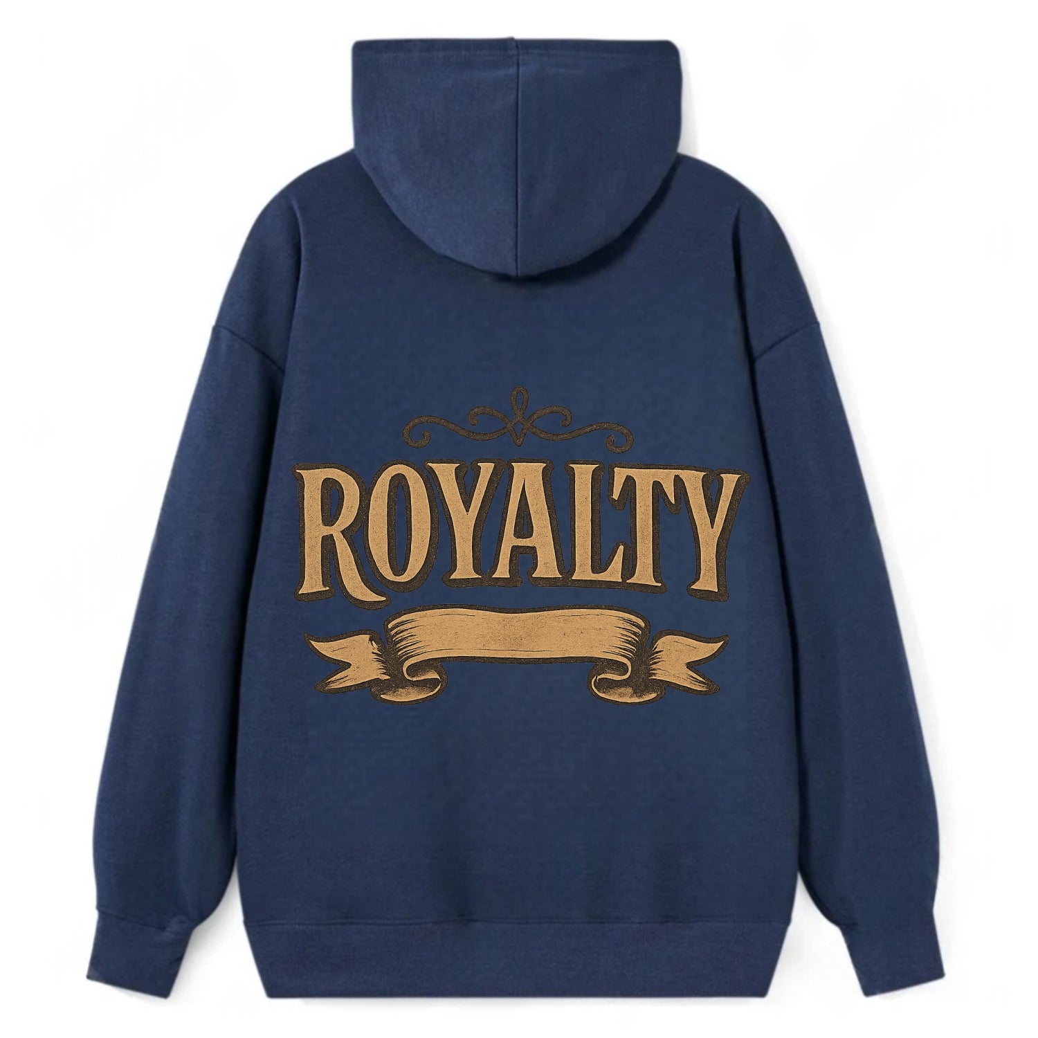 Bold typography design - "ROYALTY" - regal bearing, noble spirit - Classic Pullover Hoodie - Navy