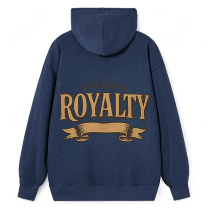 Bold typography design - "ROYALTY" - regal bearing, noble spirit - Classic Pullover Hoodie - Navy