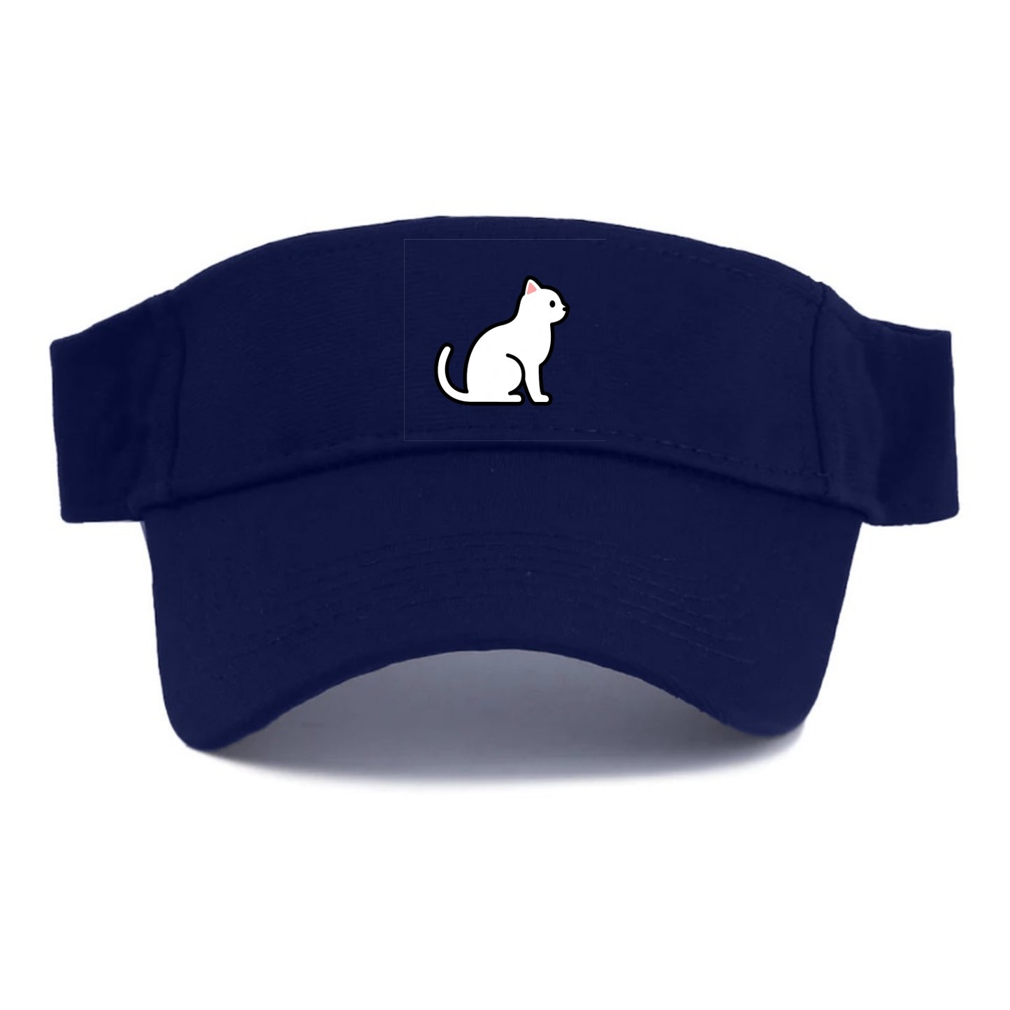 Domestic Shorthair - White classic flat side profile - Visor - Navy