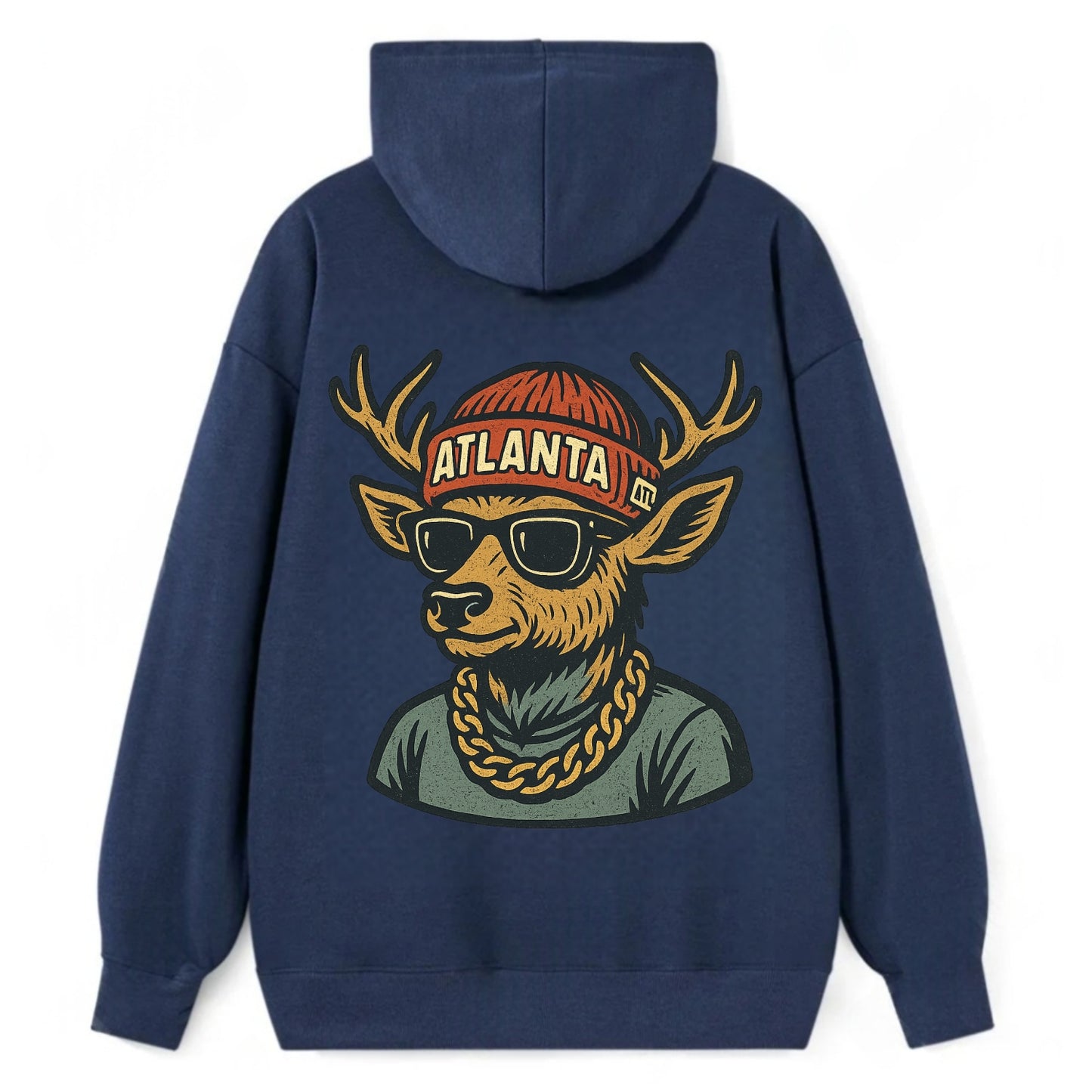 "deer" "atlanta" "atl" "red" "us South" - Classic Pullover Hoodie - Navy