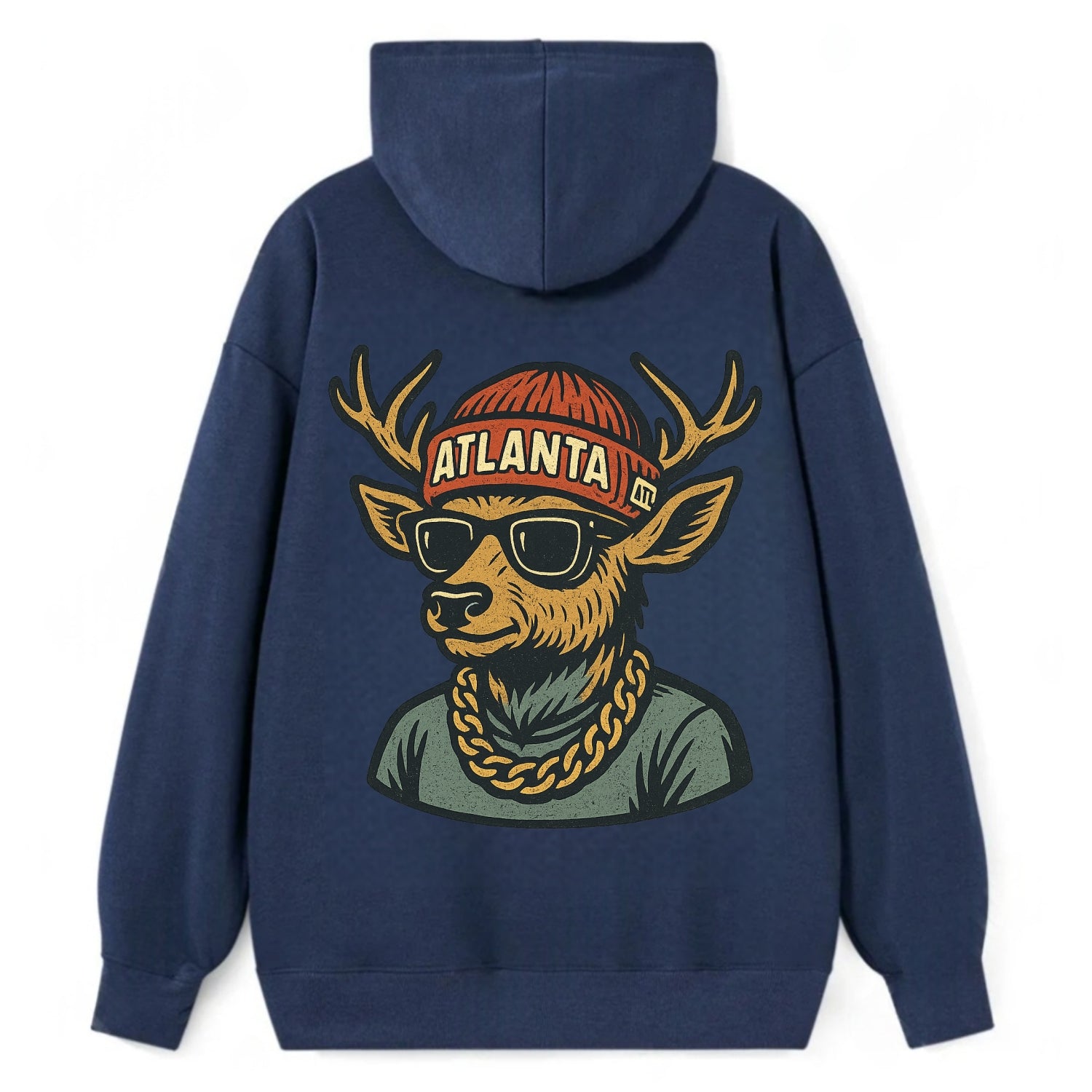 "deer" "atlanta" "atl" "red" "us South" - Classic Pullover Hoodie - Navy
