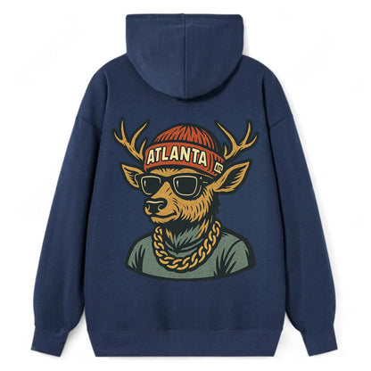 "deer" "atlanta" "atl" "red" "us South" - Classic Pullover Hoodie - Navy