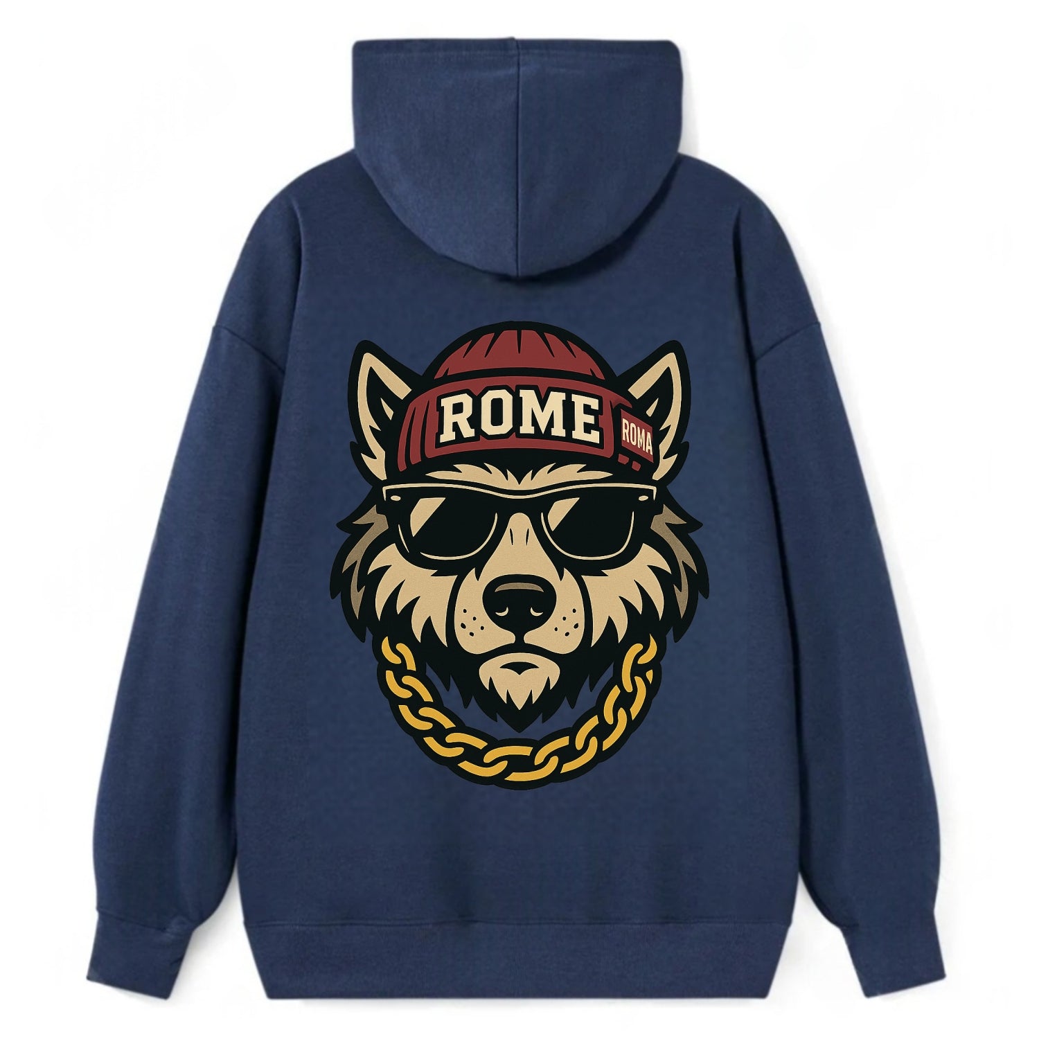 Rome Wolf - Classic Pullover Hoodie - Navy