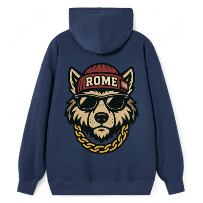 Rome Wolf - Classic Pullover Hoodie - Navy