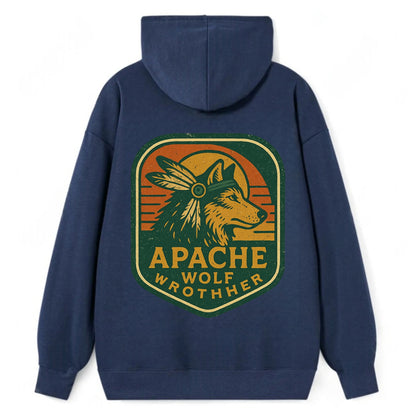 Apache Wolf Brother  - Classic Pullover Hoodie - Navy