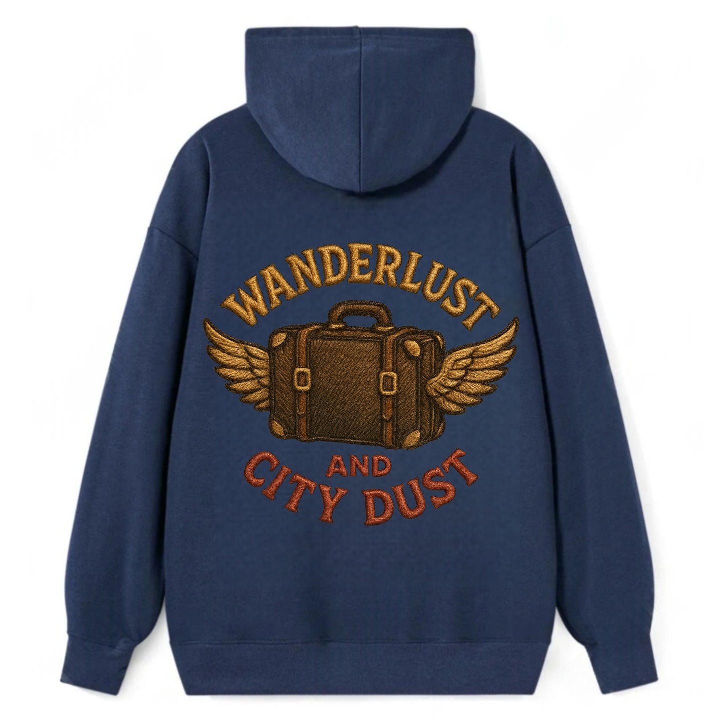 Wanderlust And City Dust  - Classic Pullover Hoodie - Navy