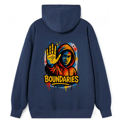 Person holding up hand in "stop" gesture - setting boundaries concept, - Classic Pullover Hoodie - Navy