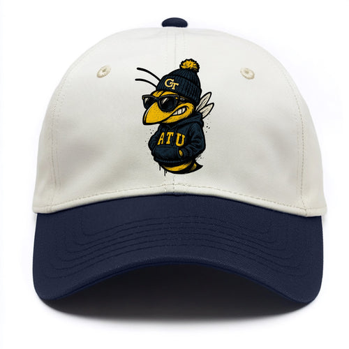 Atlanta Yellow Jacket wearing Georgia Tech beanie with GT patch - Two Tone Cap