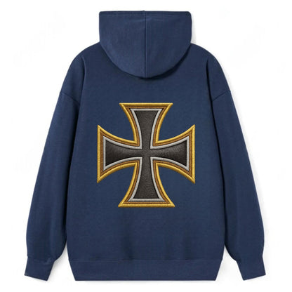 Teutonic Cross  - Classic Pullover Hoodie - Navy