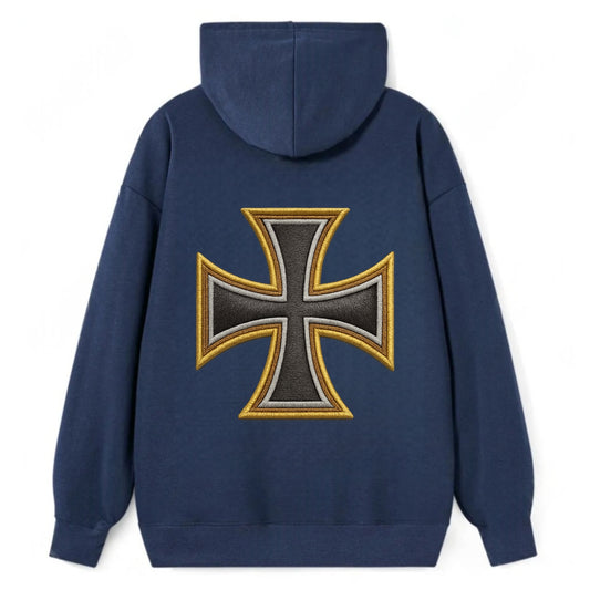 Teutonic Cross  - Classic Pullover Hoodie - Navy