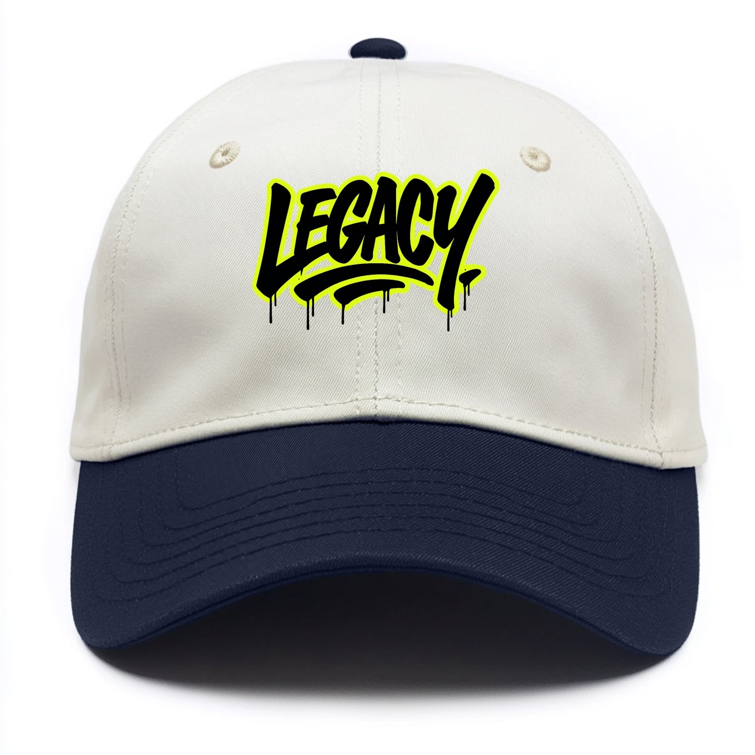 Bold typography design - "LEGACY" - what you leave behind, lasting impact - Two Tone Cap - Navy