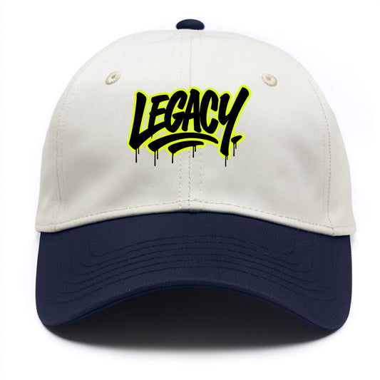 Bold typography design - "LEGACY" - what you leave behind, lasting impact - Two Tone Cap - Navy