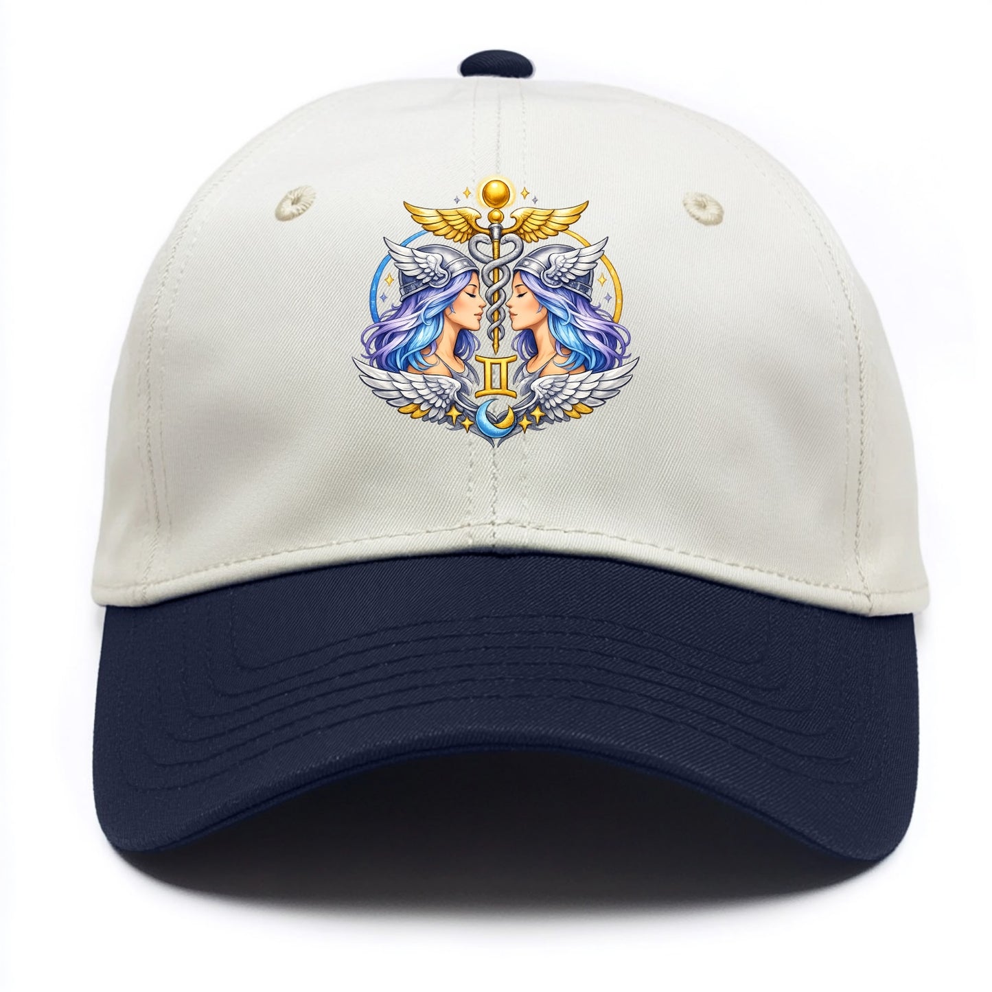 MERCURY WINGS | Winged messenger symbol | Caduceus staff | Swift communication | - Two Tone Cap - Navy