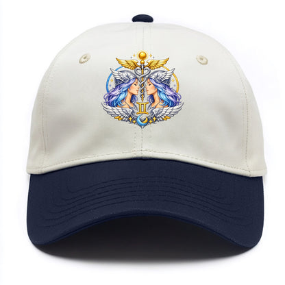 MERCURY WINGS | Winged messenger symbol | Caduceus staff | Swift communication | - Two Tone Cap - Navy