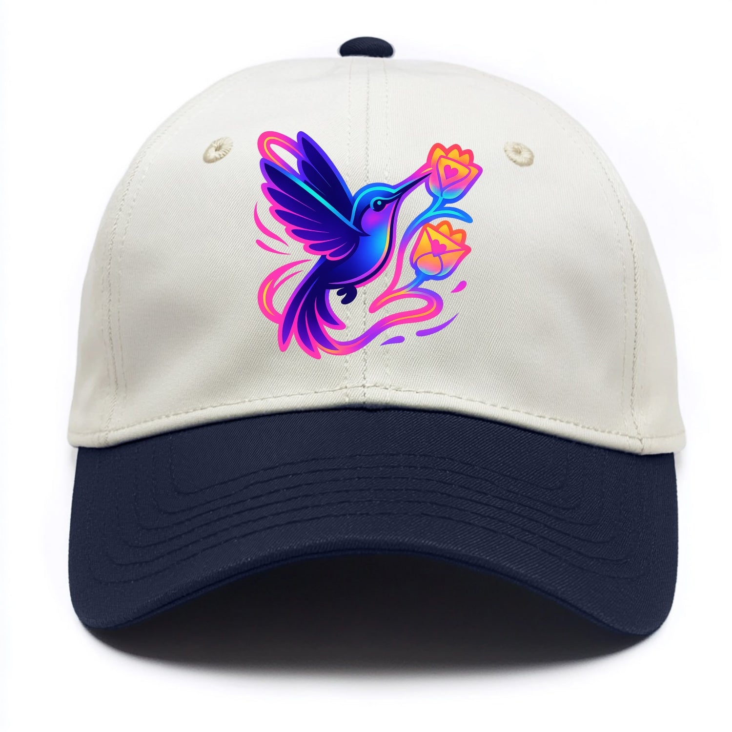 Hummingbird delivering miniature love letters tucked inside flower envelopes - Two Tone Cap - Navy
