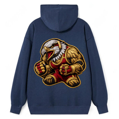 Embroidered patch design - WRESTLING EAGLE - fierce eagle with wrestling - Classic Pullover Hoodie - Navy