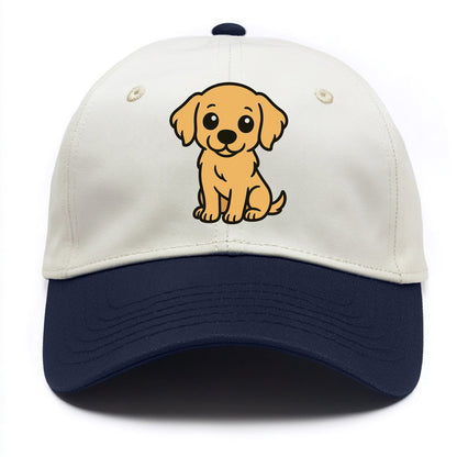 Golden Retriever - Head tilt curious pose - Two Tone Cap - Navy