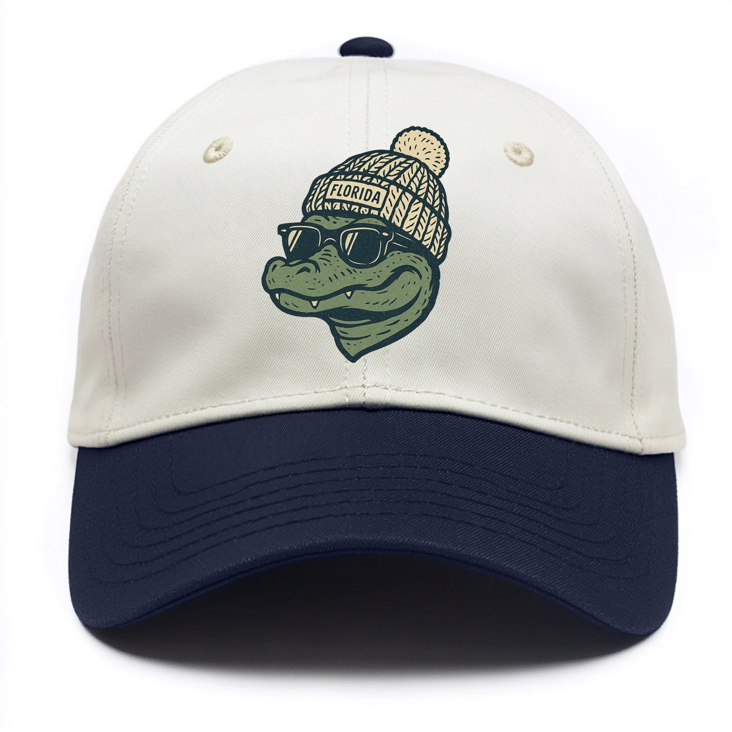 Gainesville Gator wearing Florida beanie - Two Tone Cap - Navy
