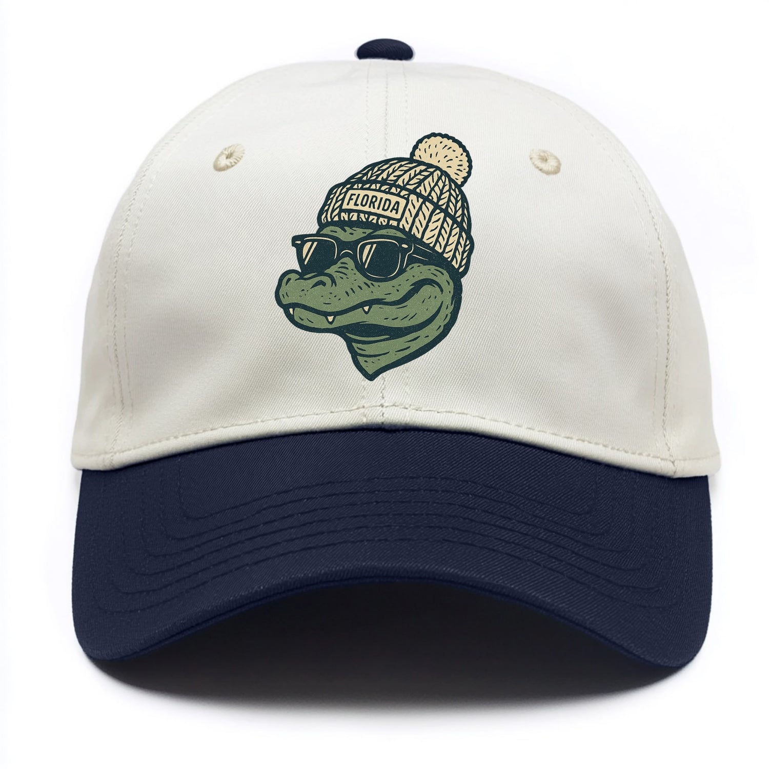 Gainesville Gator wearing Florida beanie - Two Tone Cap - Navy