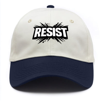 Bold typography design - "RESIST" - fighting back, standing against - Two Tone Cap - Navy