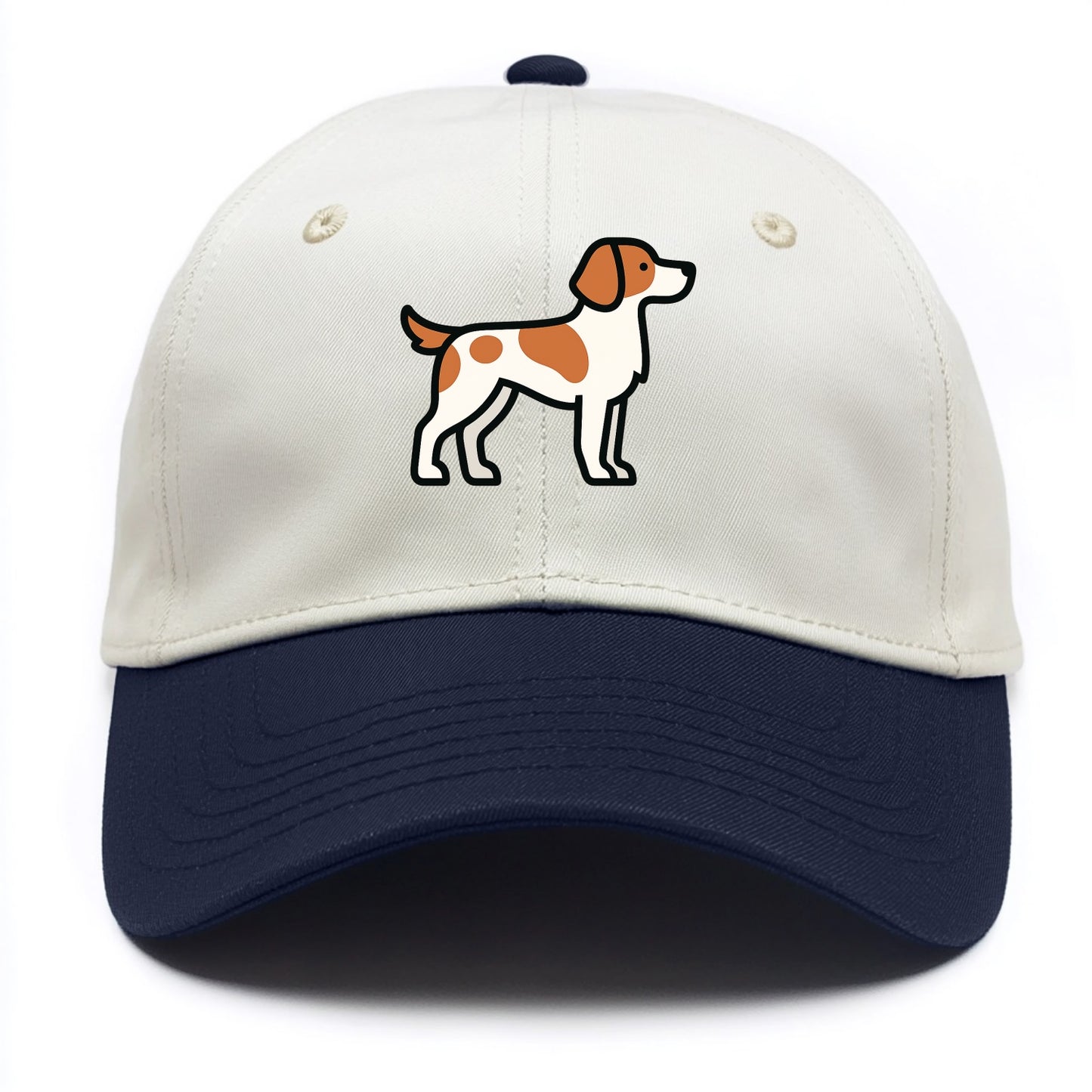 Brittany Spaniel - Orange and white flat side profile - Two Tone Cap - Navy
