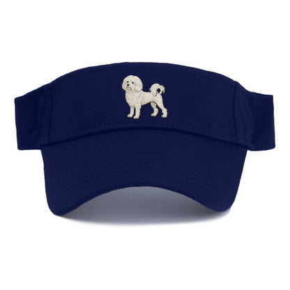 Löwchen - Little Lion Dog white embroidered pose - Visor - Navy