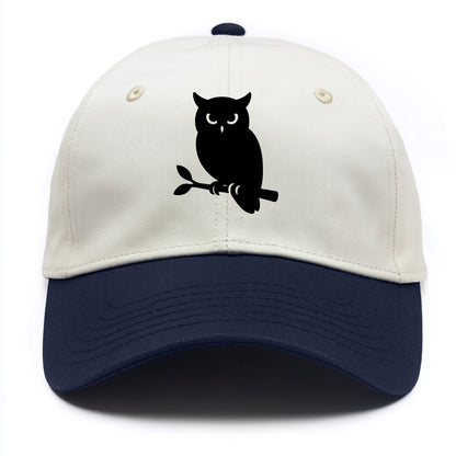 Owl perched on branch at night - Two Tone Cap - Navy