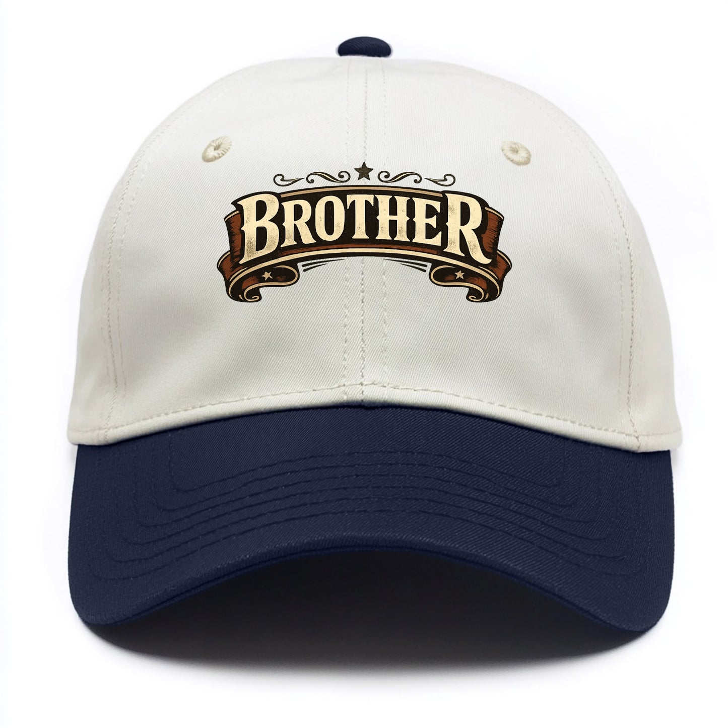 Bold typography design - "BROTHER" - male bond, brotherhood - Two Tone Cap - Navy