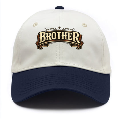 Bold typography design - "BROTHER" - male bond, brotherhood - Two Tone Cap - Navy