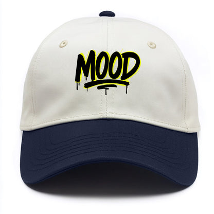 Bold typography design - "MOOD" - current state, feeling it - Two Tone Cap - Navy