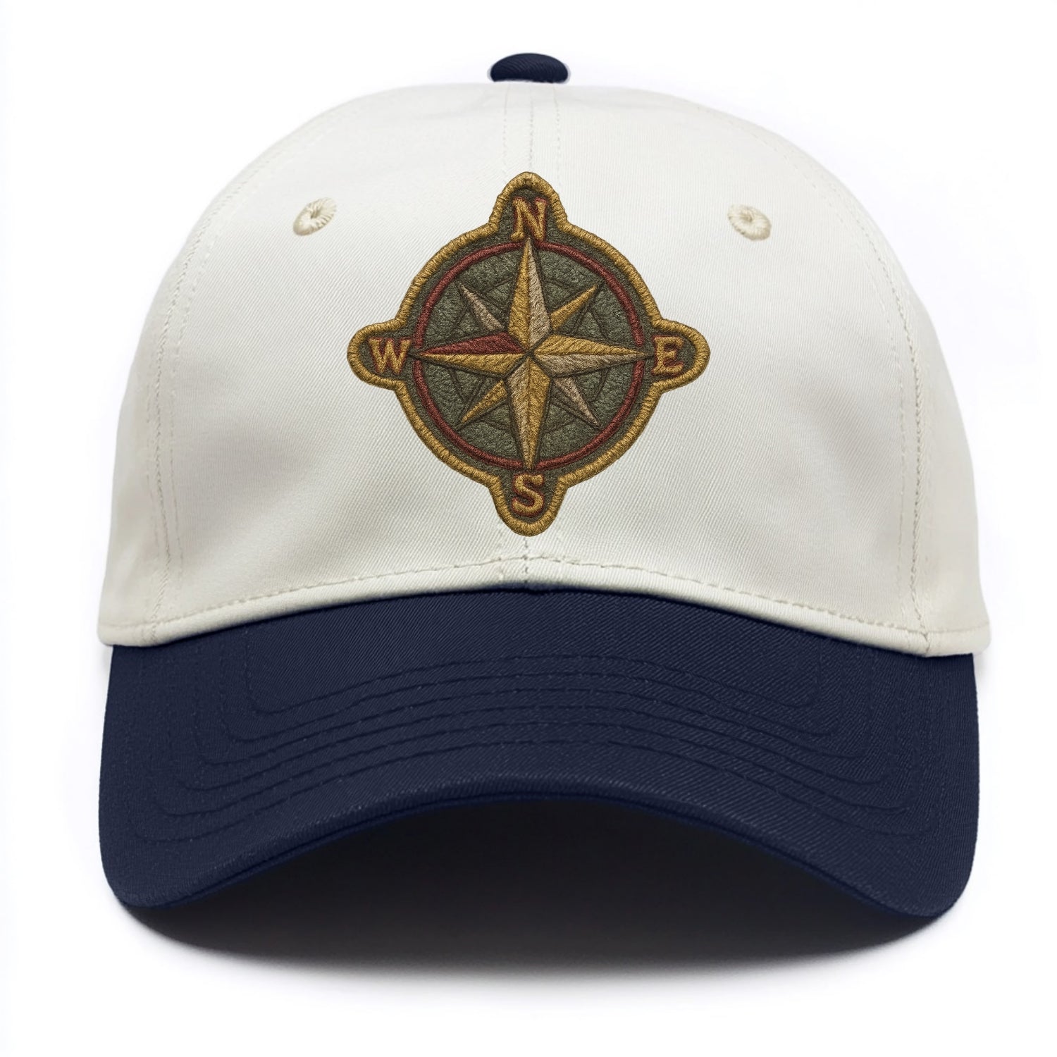 Compass rose with cardinal directions - explorer symbol - Two Tone Cap - Navy