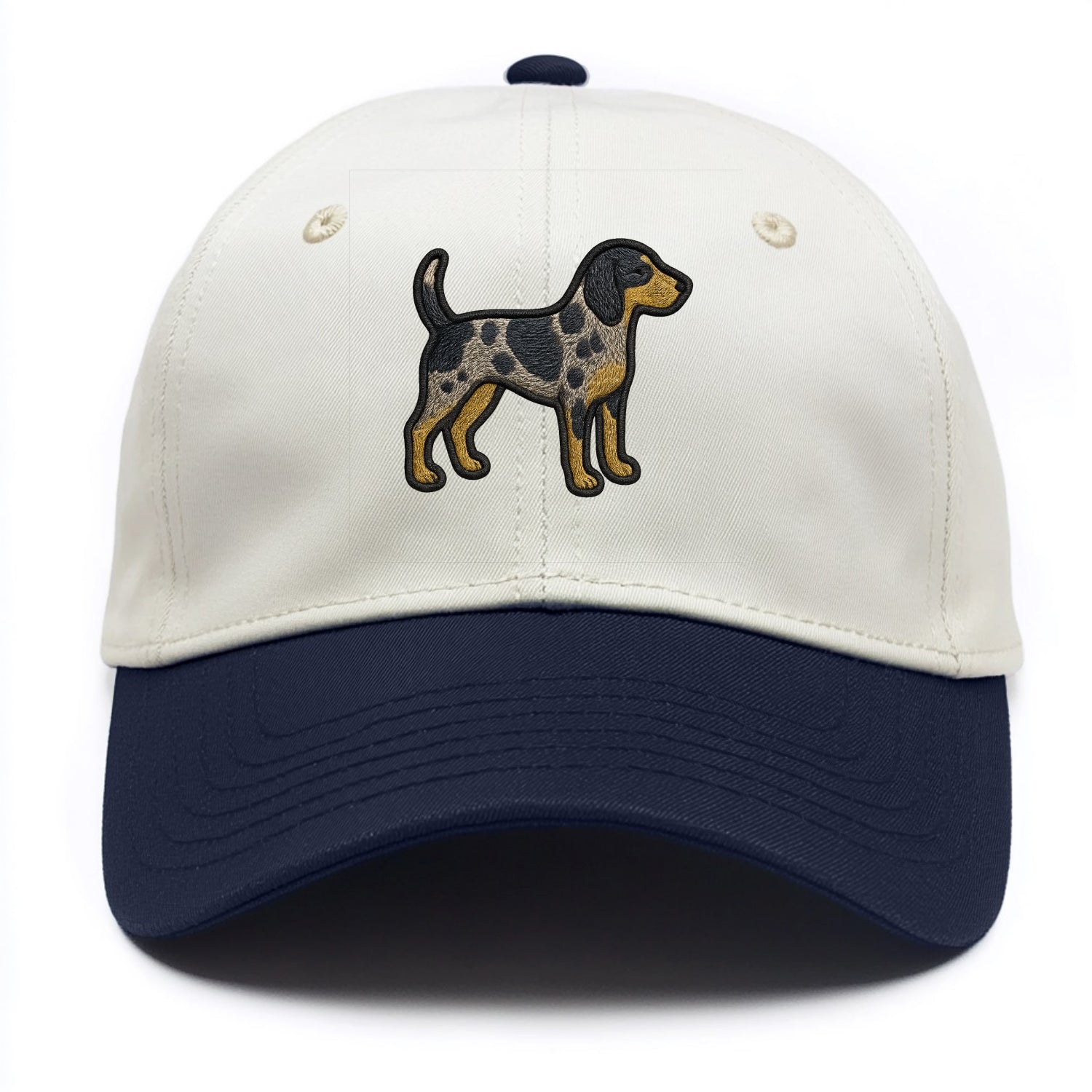 Bluetick Coonhound - Trendy spotted hound logo with prominent black border - Two Tone Cap - Navy