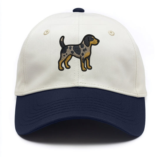 Bluetick Coonhound - Trendy spotted hound logo with prominent black border - Two Tone Cap - Navy