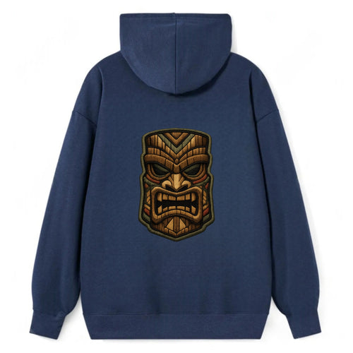 TIKI MASK - carved totem in brown and red , Polynesian - Classic Pullover Hoodie