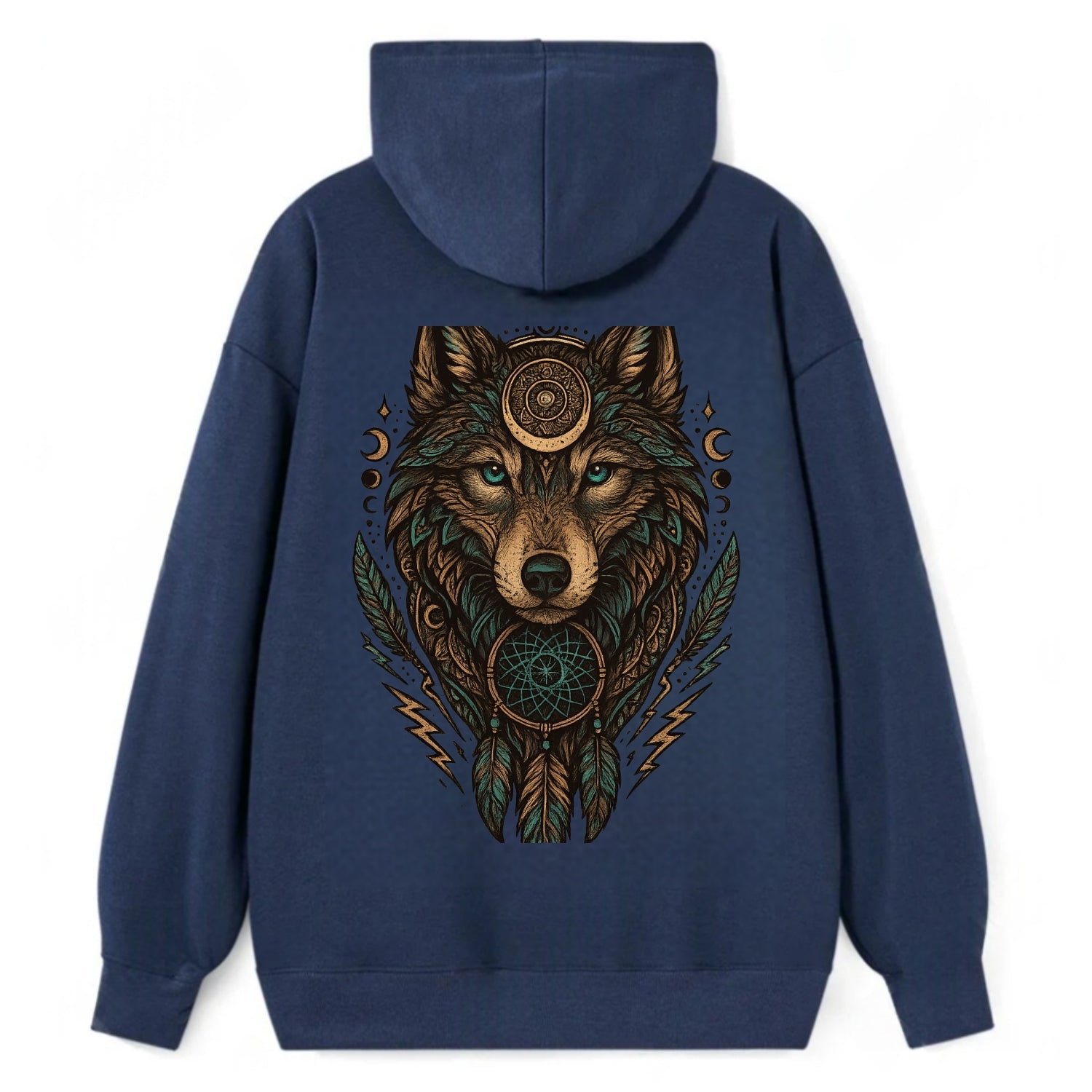 Storm Wolf Thunder  - Classic Pullover Hoodie - Navy
