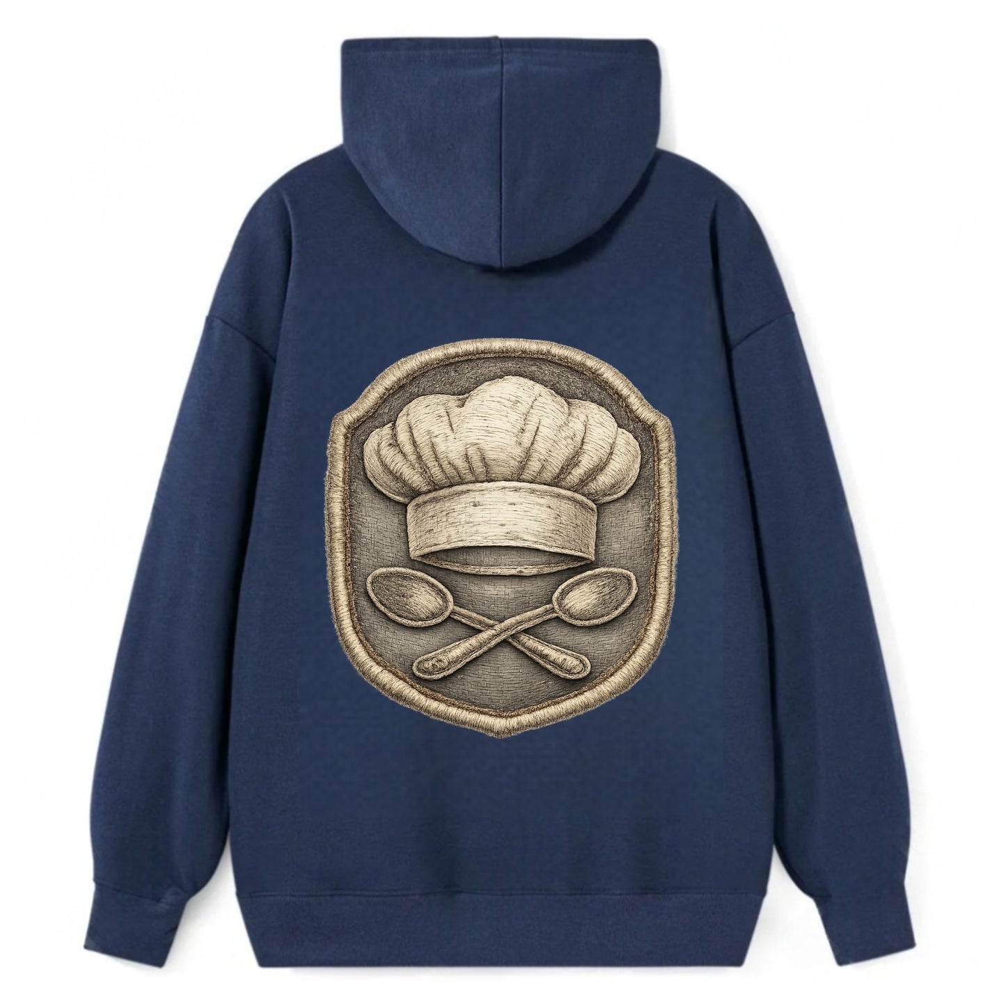 COOKING CHEF HAT - toque blanche with crossed spoons in white and silver - Classic Pullover Hoodie - Navy